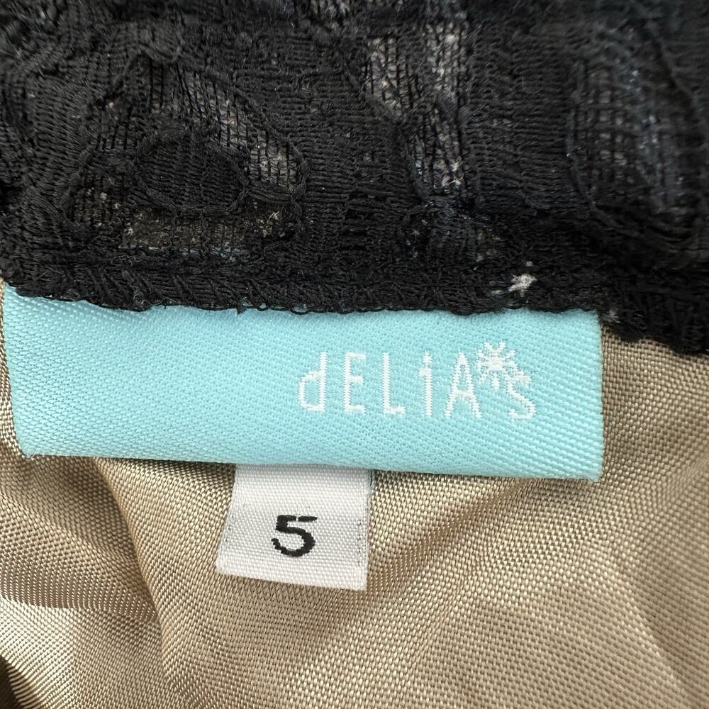 Vintage Y2K Delia's Dress Size 5 Small Black Lace Illusion Strapless Midi - Picture 12 of 15